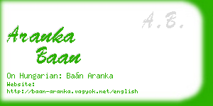 aranka baan business card